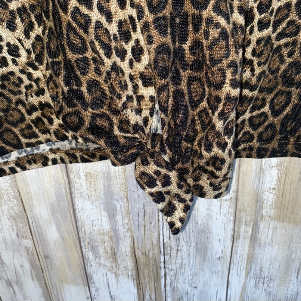 Umgee Violet Skye Leopard Tie Front Sweater Blouse - Picture 3 of 6